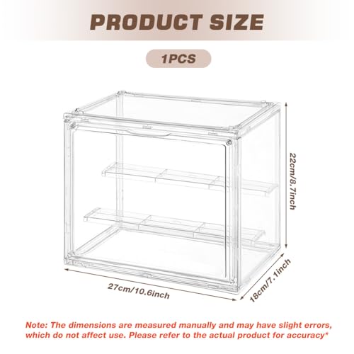 Image of HASTHIP Collectible Figures Display Box, 3-Tier Stepped Clear Display Box Acrylic Dust Box Desk Display Box Storage Case, 27x18x22cm