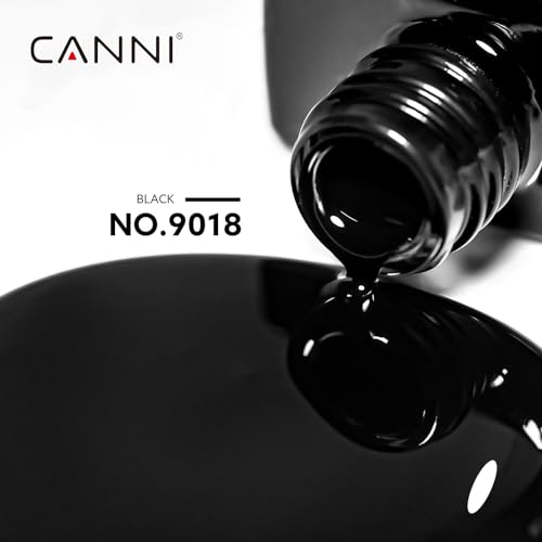 Image of CANNI Black Gel Nail Polish, 1Pcs Pure Black Gel Polish Color High Gloss Soak Off U V Nail Manicure Salon DIY
