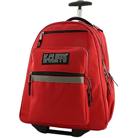 K-Cliffs Heavy Duty Rolling Backpack School Bookbag with Wheels Deluxe Wheeled Daypack… Cover