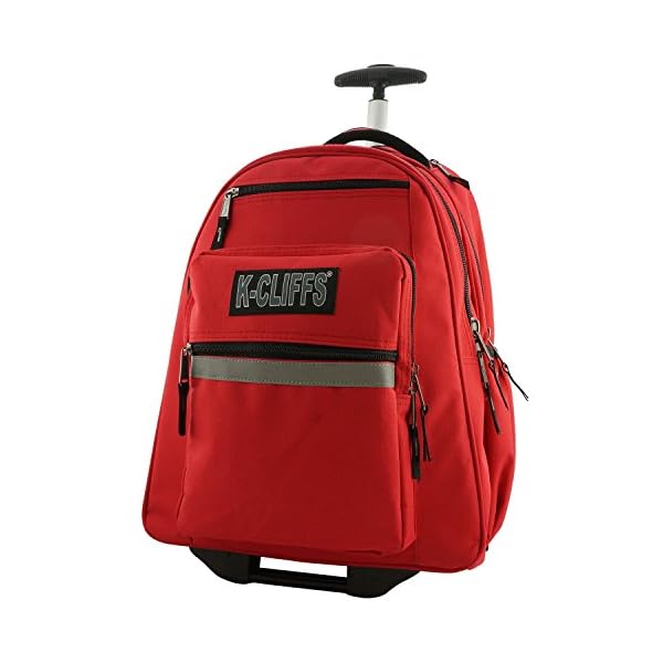 K-Cliffs Heavy Duty Rolling Backpack School Bookbag with Wheels Deluxe Wheeled Daypack