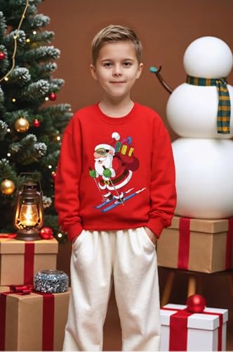 Kids Christmas Sweatshirt Boys Girls Santa Claus Toddler Ugly Xmas Shirt Crewneck Long Sleeve Graphic Tops for 2-7T4