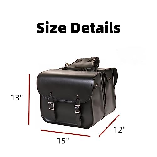 Alforjas para motocicleta de cuero con funda para arma para Softails Sportsters y Choppers, bolsas impermeables de equipaje (PVC negro - Estilo 2, sin tachuelas) miniatura 2