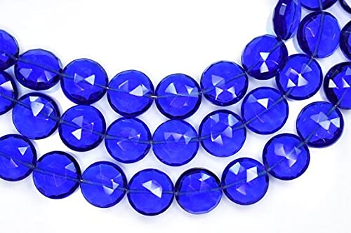 LKBEADS 18 cm 10 mm cyjanit niebieski kolorowy kwarc fasetowany moneta briolette koraliki sznur