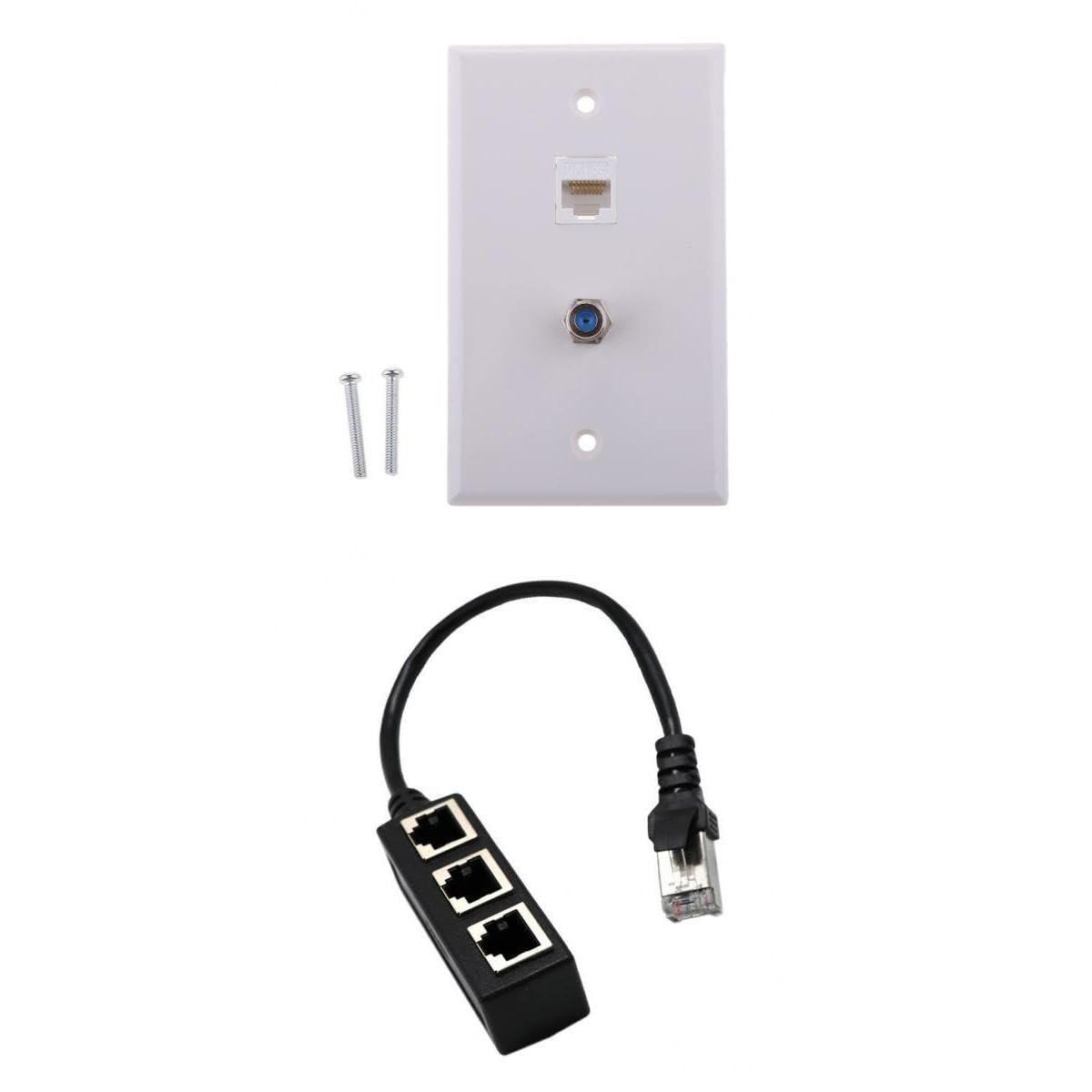 CALANDIS™ Coaxial F Connector Ethernet Wall Plate+RJ45 1 to 3 Network Splitter | Plugs Jacks & Wall Plates | Networking Cables & Adapters | Computer Cables & Connectors-image-48