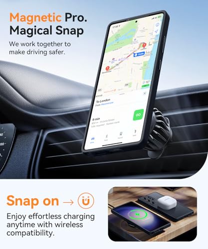 Image of CANSHN Designed for Samsung Galaxy S23 Ultra Case [Full Camera Protection] [Compatible with MagSafe] Translucent Matte Shockproof Protective Phone Cover 6.8 Inch - Black