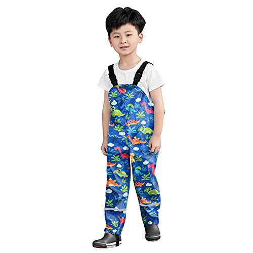 Toddler Dinosaur Waterproof Rain Pants Dirty Proof Suspender Trousers for Boys Girls Lightweight Kids Pants Boys2