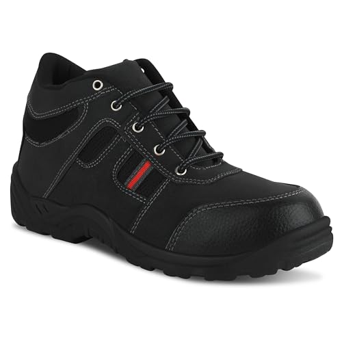Image of ELECANT Lace-up Steel Toe Safety Shoes for Construction, Factory and Industrial Work||Black Safety Shoes for Men