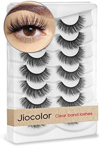 Eyelashes Faux lashes Cross Fluffy Natural Look False Eyelashes 7 Pairs Jiocolor Wispy Eyelashes Pack Soft Reusable Lashes DJ-6