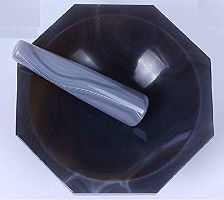 Hanchen Mortero de Ágata Natural con Maja Mortero de Laboratorio 8 * 3cm CE