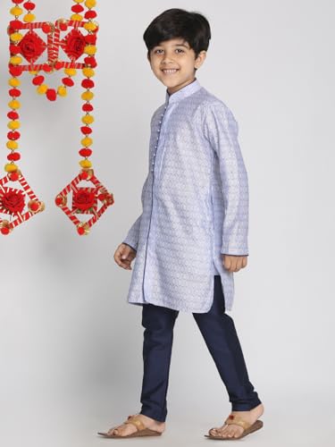 Image of VASTRAMAY Boy's Silk Blend Printed Kurta Pyjama Set (1)