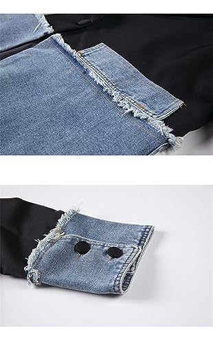 Streetwear Korean Fashion Women's Patchwork Denim Blazer Coat Female Black Jackets Outwear4