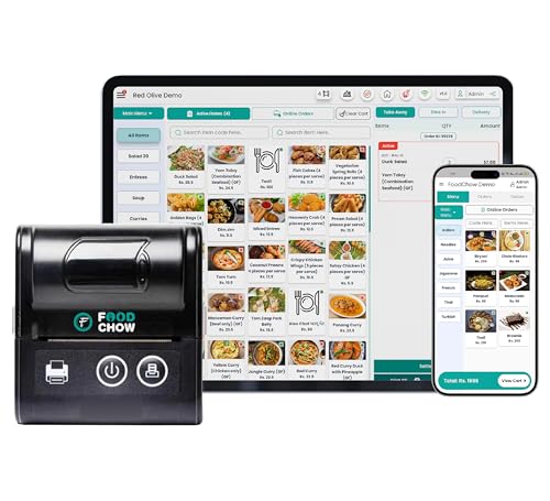 Image of 2 Inch Bluetooth USB Thermal Receipt Printer + 12 Months Free Software Subscription for Restaurant, Cafe, Shops - Portable POS Billing Machine with New Website, 2 Rolls & QR Code (2600mah)