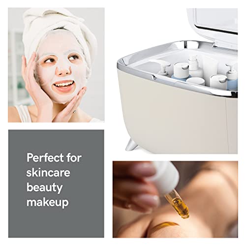 Living Enrichment Mini Fridge 6 Liters, Skincare Fridge, Low Noise And Lightweight Cosmetic Fridge, Small Refrigerator For Beauty Products Cosmetics Beverage Bedroom Home Office Stone White #TOP6