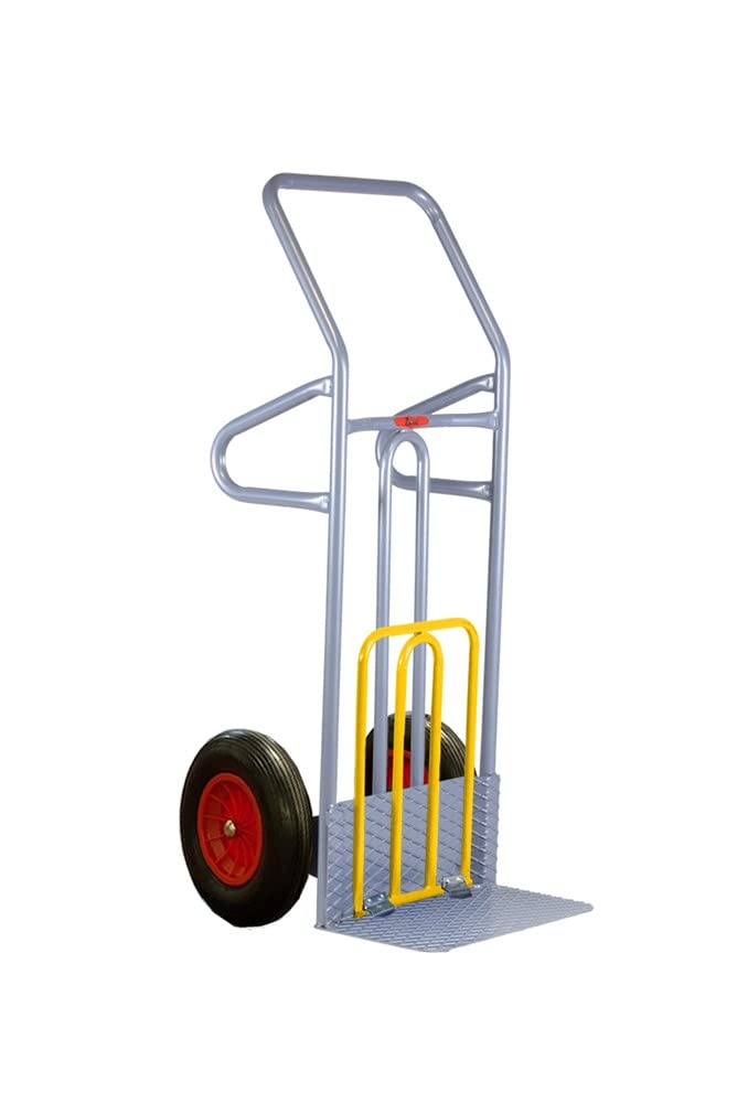 Svelt Carrello Professionale da Cantiere in Acciaio – Ruote Pneumatiche Maggiorate Ø 400 mm, Pedana Ribaltabile, Portata 250 Kg