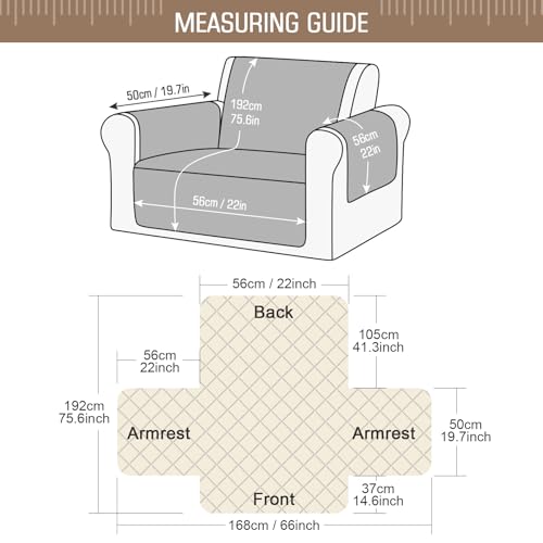 Image of TAOCOCO Sofa Slipcovers 1 Seater,Sofa Settee Covers with Storage Pockets,Non Slip Couch Covers,Washable Sofa Protector for Kids /Dogs /Pets(Brown)