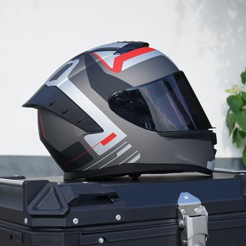 Image of Full Face Motorcycle Helmet,Helmets for Adults Motorcycle, MG611 Motorbike Racing Street Bike Helmets with Black Visor for Men Women,DOT Approved (Matte Gray Cloud, XL)