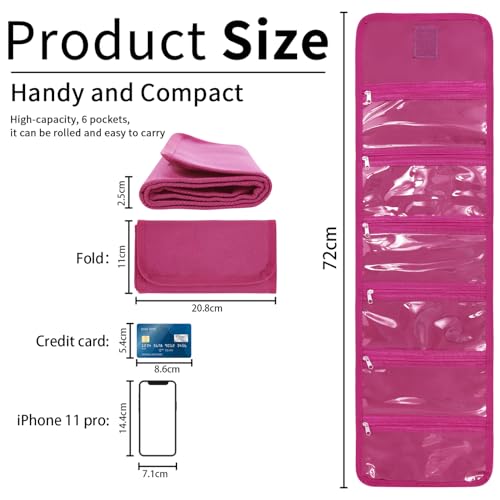 Image of Money Wallet, Money Organizer for Cash with 6 Zippered Pocket Multipack Money Pouch, Cash Bill Organizer, Envelope Wallet Money Bag Small Travel Money Holder for Budgeting, Receipt and Tips (Berry)