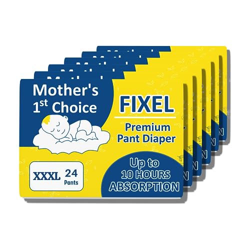 Image of FIXEL Baby Diaper Pants, XXX-Large (XXXL), Combo of 6 Packs, 144 Pieces, 18-35 kg
