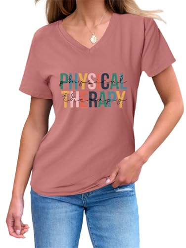 Physical Therapy Shirt Womens PTA Graphic Tee Short Sleeve V-Neck Physical Therapist Tshirt Cute PT Student T Shirt2