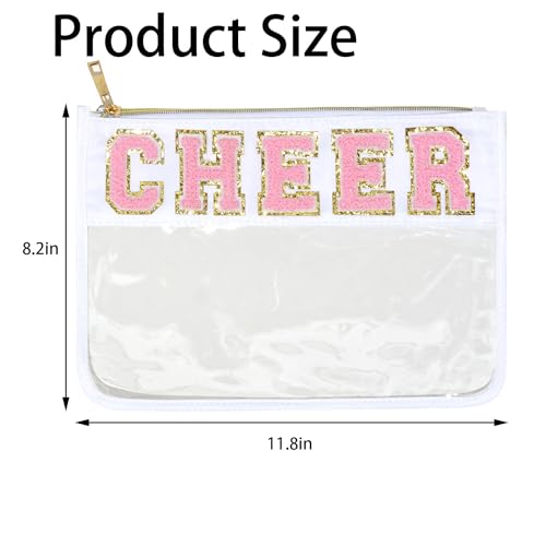 1 Pcs Cheer Gifts Chenille Letter Cheer Bags Patch Makeup Bag Flat Clear Pouch Cheerleading Gifts for Girls Cheer Teams2