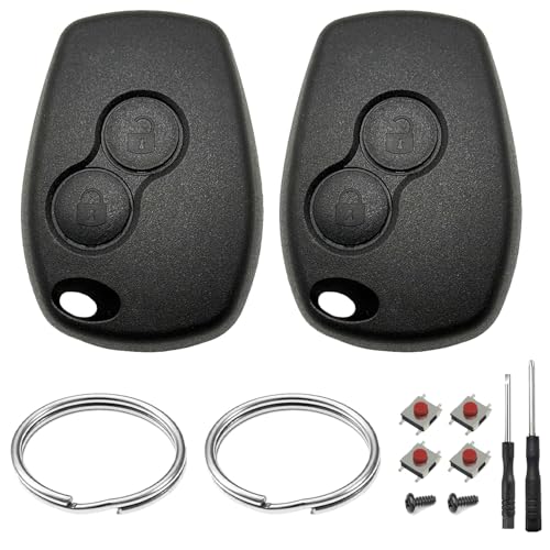 2 Pezzi Guscio Chiave Auto 2 Tasti Compatibile con R-enault Clio 3 Twingo 2 Master 3 Kangoo 2 Trafic Modus Dacia Telecomando Custodia Ricambio Chiave Cover con Portachiavi Accessori
