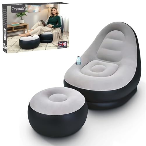 Denny International Deluxe Inflatable Lounger Ottoman Couch Foot Stool Seat With/Without Electric Air Pump (Deluxe Lounger)