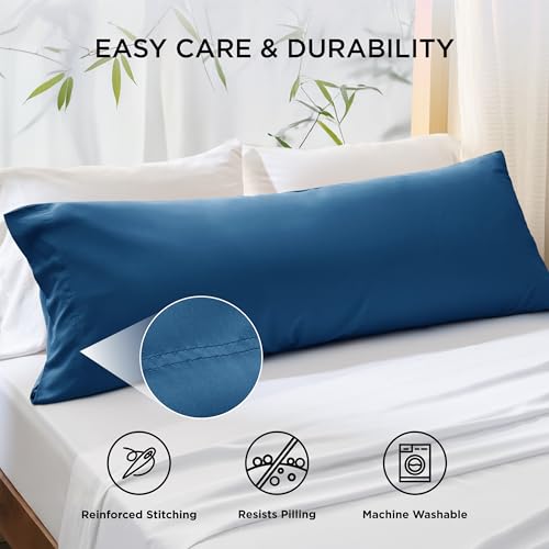 Bedsure Body Pillow Cover - Teal Long Cooling Pillow Cases, 100% Rayon Derived from Bamboo, Cool Body Pillowcase with Envelope Closure for Women, Men, 1 Pack, 20x54 Inches