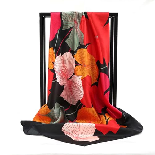 Genérico Pañuelos Seda, Bufanda De Seda con Estampado Floral De Moda para Mujer Elegante Pañuelo para La Cabeza Y Chal Accesorio Versátil para Todas Las Ocasiones