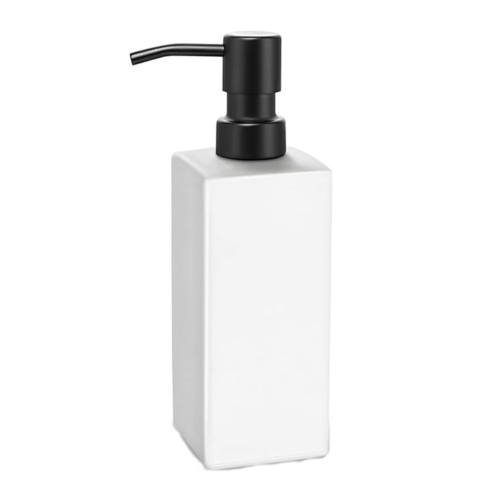 Kxaoxgrc White+2 Black Pumps Glass Soap Lotion Dispenser Set, Hand Soap Lotion Dispenser 12 Oz Glass Leak-Proof Multicolor With 2 Pump Heads(White+2 Black Pumps)