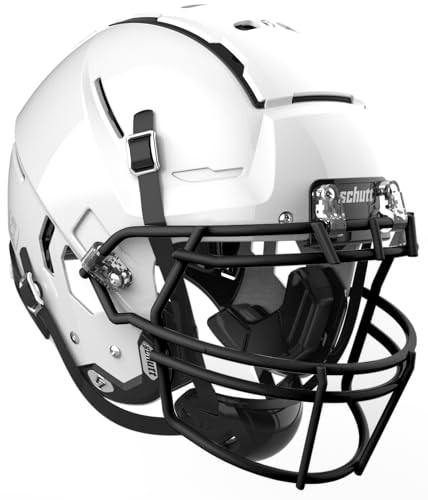 League Outfitters Schutt Adult F7 VTD Football Helmet with Black F7-ROPO-NB Facemask (White, Small)