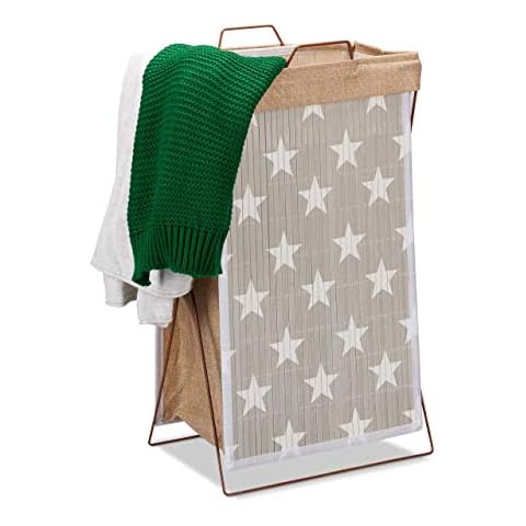 Relaxdays Bambus Wäschekorb Sterne, 40 l Cover