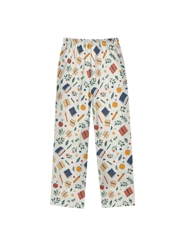 ZZKKO Books Pens Leaves Boys Pants for Kids Jogger Pants with Pockets S2