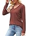 JomeDesign Womens Tops Long Sleeve Shirts for Women V Neck Fashion Womens Sweaters Loose Fit Caramel M