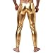 Produktbild Herren Latex Leggings Reizvoll Wetlook Strumpfhose Metallic Glanz Lederhose Lack-Latex-Optik PVC Kunstleder hose Sexy Clubwear Slim Pants (gold,M)