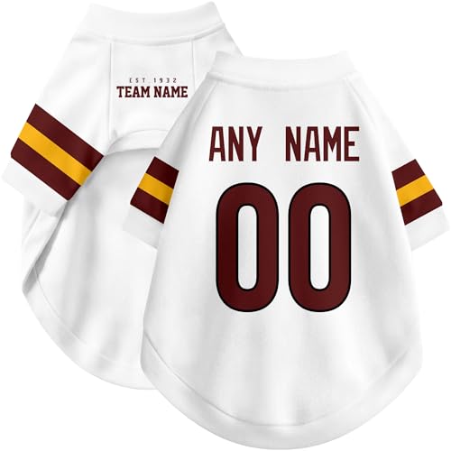 Image of W Dog Clothes Jersey Style Personalized Pet T Shirt with Custom Name Number for Small Medium Large Dogs