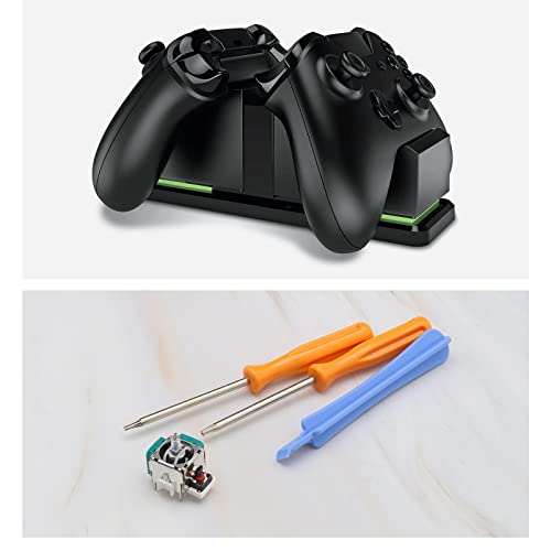 Image of Set of 5 Analog Joystick Repair Kit Compatible with Xbox One Elite 2 Controller Only 3D Thumb Stick Controller Rocker Sensor with T6 T8 Screwdriver and Crowbar