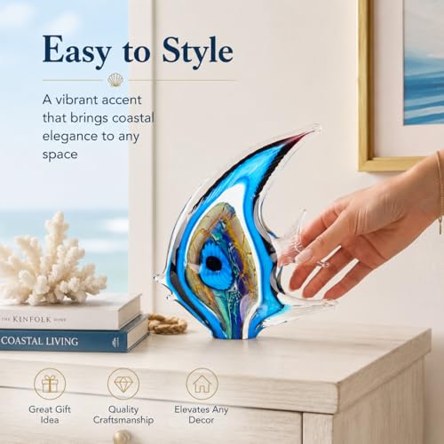 Figura Decorativa de Vidrio Azul Soplado a Mano miniatura 6