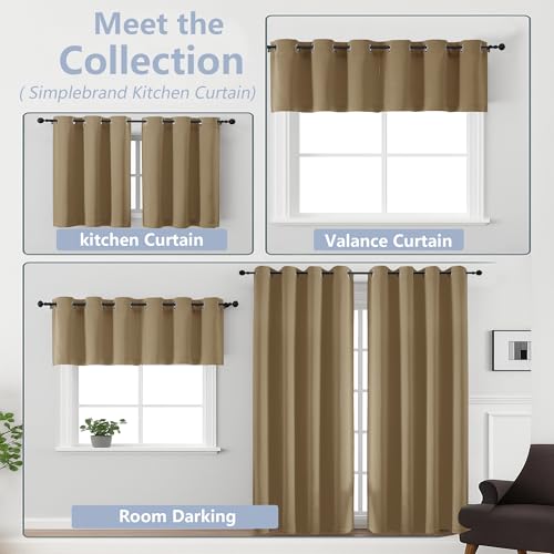 Image of Simplebrand Taupe Short Kitchen Curtains 24 Inch Length 2 Panels Set, Small Windows Room Darkening Curtain for Bathroom, Cabinet, Basement, RV Camper, Thermal Insulated Short Drapes, 40 x 24 Inch