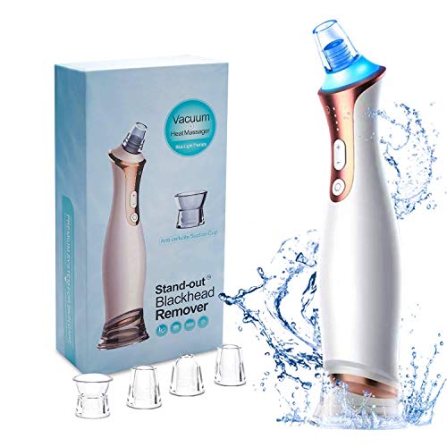 Blackhead Remover, Pore Vacuum with Hot Compress-Electric Facial Pore Cleaner,USB Rechargeable Beauty Device with 4 Replaceable Probes for Women & Men
