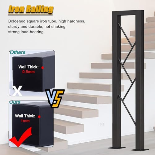 Rambarde en fer forgé antidérapante pour sécuriser escalier de 75 à 100 cm - 3