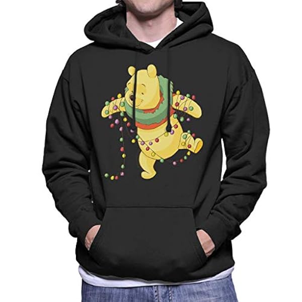 Disney Christmas Winnie The Pooh Tangled In Festive Lights Men's Hooded Sweatshirt