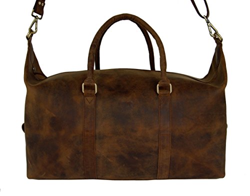 Leftover Studio Expandable Weekend Overnight Travel Duffel Bag In Thick Oil Pull Hunter Water Buffalo Leather #TOP4