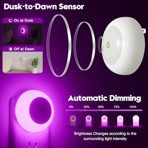 Image of fesnne Night Light, Night Lights Plug into Wall, Dusk to Dawn Sensor, Pink Led Night Light 0.5W, 8 Pack Nightlight for Adults, Bedroom, Bathroom, Hallway, Kitchen