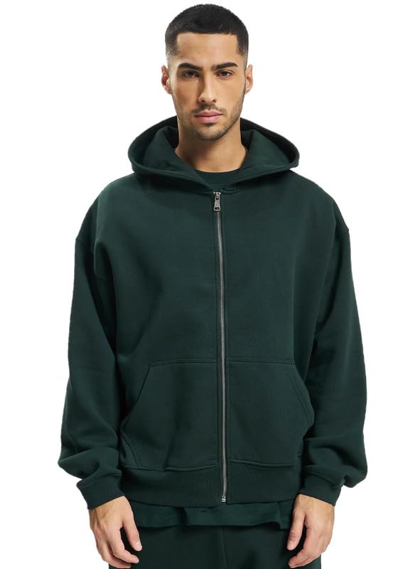Image of Besick Premium Cotton Solid Relaxed Fit Zipper Hoodie for Men