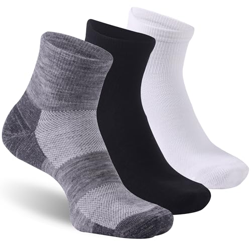 Image of 3 Pairs 90% Merino Wool Ankle Socks, Thin All-Season Casual Soft Breathable for Men Women