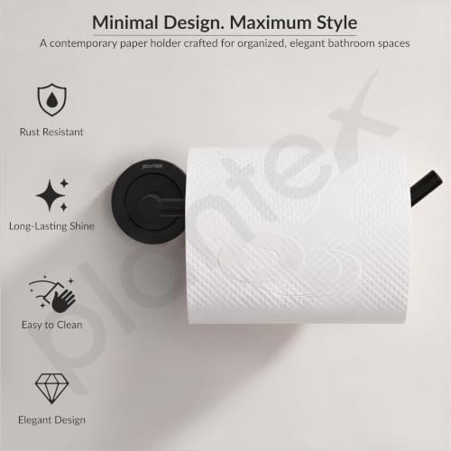Image of Plantex Stainless Steel Black Powder Coating Bathroom Toilet Paper Holder /Toilet Tissue Holder for Washroom /Kitchen /Bathroom Accessories (Black)