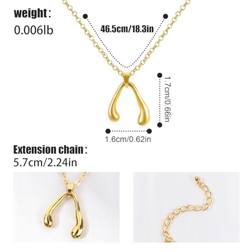 Gold Wishbone Pendant Necklace for Women 14K Gold Plated Classic Wish Bone Pendant Choker Necklace Simple Wishbone Charm Necklace Good Luck Adjustable Chain Trendy Birthday Jewelry Gift for Women2
