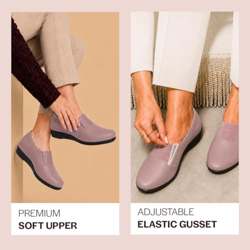 Image of FAUSTO Women Classic Formal Slip On Shoes | Platform Heel Shoe for Office Meeting Events | Easy Pull On Shoes with All Day Comfort