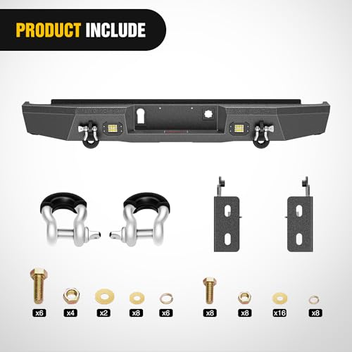 Image of Nilight Rear Step Bumper Compatible with 2014-2018 Chevy Silverado 1500 & GMC Sierra 1500, Heavy Duty Full Width Steel Rear Bumper with LED Lights, D-Ring Shackles, Integrated Step, Textured Black