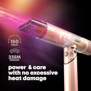 REVAMP Dynamic Radiance X Shine Ionic Portable Hair Dryer, Brushless Motor for Quiet, Powerful, Fast Drying - Lightweight, Easy Travel, Cold Setting - 3 Magnetic Attachments for Professional Styling